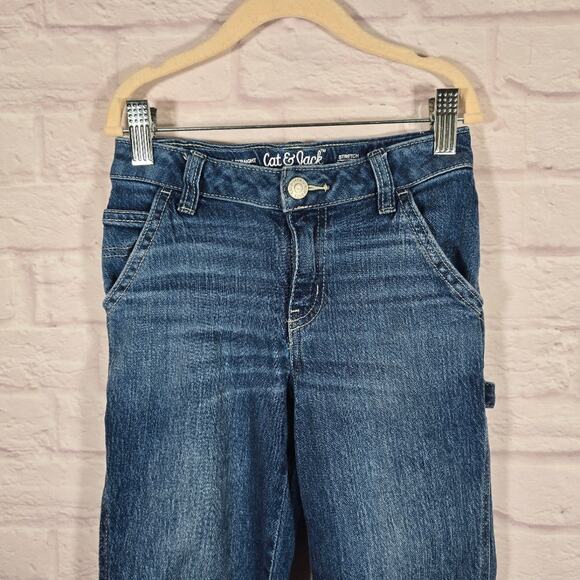 Cat & Jack Little Girls Carpenter Blue Jeans Size 6 Ankle Straight Denim Trendy - Picture 2 of 8